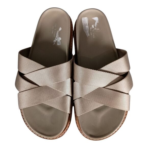 Rag & Bone Platform Sandal Slide Slip on Chunky Shoe Taupe Canvas Leather 39/9 - Picture 4 of 10